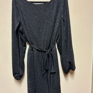 BCBG Black Sparkle Long Sleeve Romper